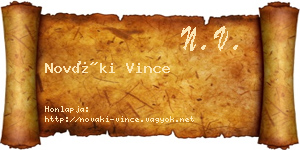 Nováki Vince névjegykártya
